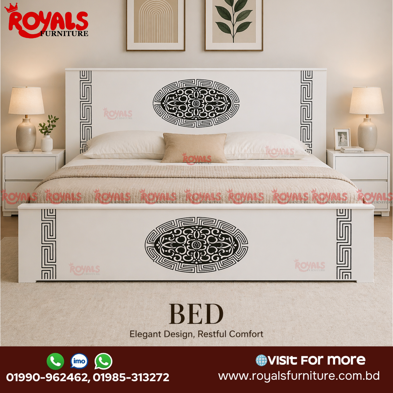 BS-003 White Diamond Bedroom Set (Six Item)